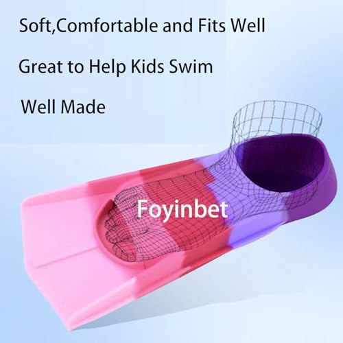 Kids Swim Fins,Short Kids Fins Youth Swimming Flippers for Lap Swimming Training for Children Girls Boys Beginners