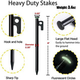 Heavy Duty 8in Forged Steel Tent Stakes (8Pcs) + 10in Tent Stakes Hammer & Storage Pouch, Ideal for Camping on Rocks