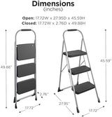 Cosco 11408PBL1E Three Step Big Step Folding Step Stool with Rubber Hand Grip, Grey
