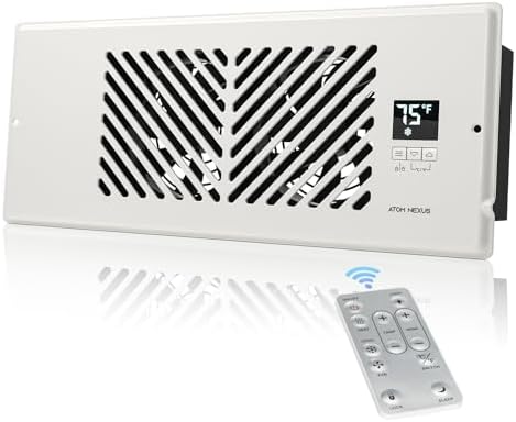 AirBlaze Z4, Quiet Register Booster Fan Fits 4”x12” Register Holes, Smart Vent Booster Fan with Thermostat & Remote Control, 10-Speed Control Heating Cooling AC Vent (White)