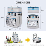 TOURIT 75 Can Rolling Cooler Detachable Double Deck Beach Cooler with Wheels Collapsible for Outdoor, Camping, Picnic, Travel