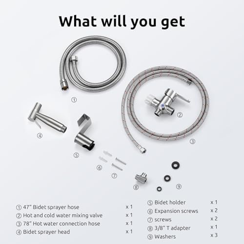 Hot and Cold Bidet Sprayer for Toilet, BRITULIF Bidet Attachment for Warm Water, Bidet with Warm Water Muslim Shower, Ideal for Feminine Hygiene, Pet Cleaning, Cloth Diapers, and Elderly Care