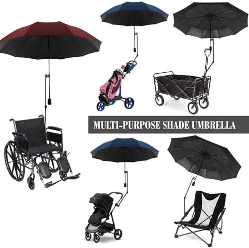 UPF 50+ Beach Umbrella with Adjustable Universal Clamp