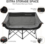 REALEAD Double Camping Chair - Oversized Camping Loveseat for Adults Two Person Support 650 lbs - Heavy Duty Folding Camp Chair with Cooler Bags for Outdoor Sports Beach