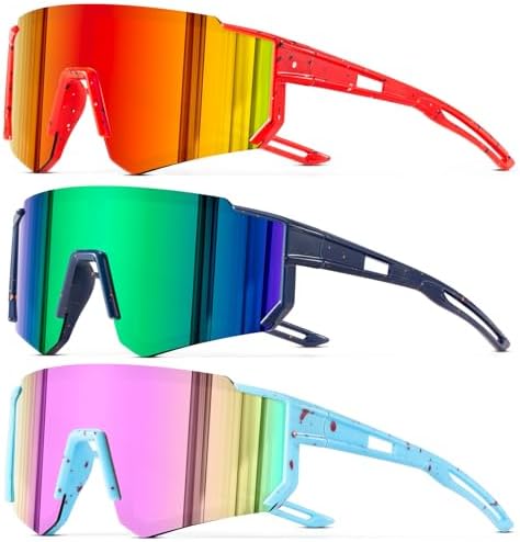 3PACK Kids Sunglasses Polarized Youth Baseball Sunglasses Boys Girls Softball Cycling UV400 Protection Goggles