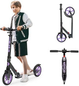 Kick Scooter for Ages 6+,Kid, Teens & Adults. Max Load 240 LBS. Foldable, Lightweight, 8IN Big Wheels for Kids, Teen and Adults, 4 Adjustable Levels. Bearing ABEC9