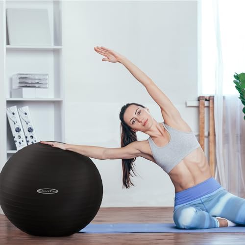 Anti-Burst and Slip Resistant Exercise Ball - Yoga, Fitness, Birthing Ball With Quick Pump, 2,000-Pound Capacity, Multiple Colors and Sizes