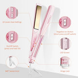 Faszin Professional Hair Straightener, 1.18 inch Ionic Titanium Plate, 20S Fast Heat Up Flat Iron with Clear LED Display, 2 in 1 Straightener and Curler Styling Tool for Straighten Hair (Pink)
