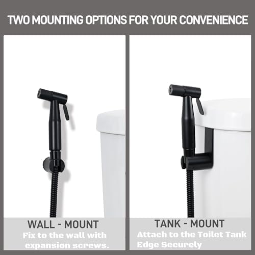 Handheld Toilet Bidet Sprayer for Toilet-Adjustable Water Pressure Control with Bidet Hose for Feminine Wash, Stainless Steel Brushed Nickel Cloth Diaper for Baby Wash (Matte Black, 1)