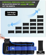 Fragraim Adjustable Ankle Weights 1-3/4/5/6/8/10/12/15/20 LBS Pair with Removable Weight for Jogging, Gymnastics, Aerobics, Physical Therapy