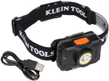 Klein Tools 56414 Rechargeable 2-Color LED Headlamp, Fabric Strap, Spotlight, Floodlight, Red LED, 800 Lumens, USB Cable, Camping, Running