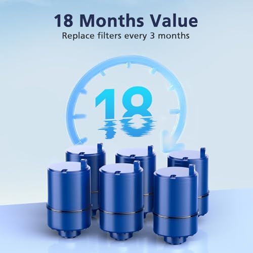6 Pack Water Filter Replacement Compatible with All PUR®, PUR®PLUS Faucet Filtrat-ion Systems, Pur® RF-9999® Faucet Water Filter, High Efficiency Filtration and 18-Month Value, NSF Certified, Blue