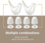 2Packs Ceramic White Birds Toilet Bolt Covers & 4Packs Universal Toilet Bolt Caps, Cute Bathroom Decorative Toilet Floor Screw Cover Caps Easy Installation