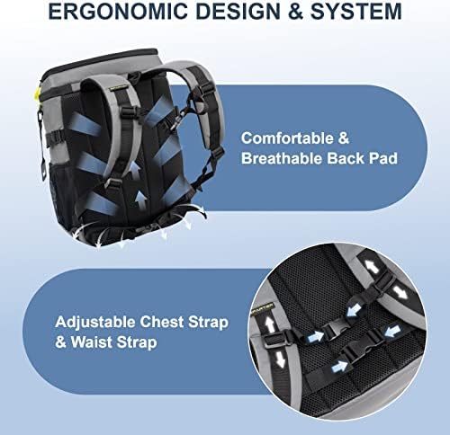 Backpack Cooler Insulated Leak Proof 30/45 Cans, 2 Insulated Compartments Thermal Bag, Portable Lightweight Beach Travel Camping Lunch Backpack for Men and Women