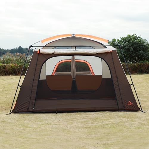 KTT Extra Large Tent 10-12-14 Person(B),Family Cabin Tents,2 Rooms,3 Doors and 3 Windows with Mesh,Straight Wall,Waterproof,Double Layer,Big Tent for Outdoor,Picnic,Camping,Family Gathering