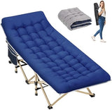 Folding Camping Cot for Sleeping, Portable Cots for Adults, Heavy Duty Cot Bed 550LBS(Max Load), Extra Wider Cots with Large Pocket for Outdoor, Office, Beach