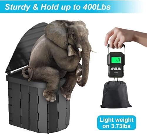 Portable Toilet for Camping, Portable Toilet for Adults, Portable Potty for Adults, Folding Waterproof Porta Potty for Camping, Car, Bucket, Travel, Outdoor, Hiking, Trips, Boat, Beach, Tent (Black)