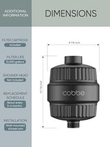 Cobbe Shower Filter for Hard Water - High Output Shower Filter for Removing Chlorine and Harmful Substances, Matte Black