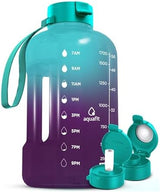 Aquafit 64 oz Water Bottle with Time Marker - Straw & Chug Lid - BPA Free Half Gallon, Big, Gym Water Bottle with Handle, Galaxy, 64 Ounces
