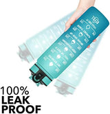 Hyeta 32 oz Water Bottles with Times to Drink and Straw, Motivational Water Bottle with Time Marker, Leakproof, Drinking Sports Water Bottle for Fitness, Gym and Outdoor