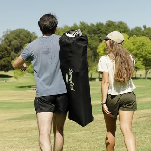 SunnyFeel Folding Double Camping Chair, Oversized Loveseat Chair, Heavy Duty Portable/Foldable Lawn Chair with Storage/Cooler for Outside/Outdoor/Travel/Picnic, Fold Up Camp Chairs for Adults 2 People