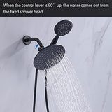 G-Promise Solid Metal Shower Arm Diverter with Holder for Hand Held Showerhead and Fixed Spray Head, G 1/2 3-Way Bathroom Universal Diverter System Replacement Part (Matte Black)