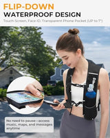 Running Vest for Women Men, Lightweight Hydration Runner Vest with Transparent Waterproof Phone Pocket, 17oz Soft Flask, Adjustable Chest Straps Reflective Backpack for Hiking Cycling Jogging