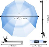 UPF 50+ Beach Umbrella with Adjustable Universal Clamp