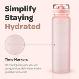 Hydracy Water Bottle with Time Marker -Large BPA Free Water Bottle & No Sweat Sleeve -Leak Proof Gym Bottle with Fruit Infuser Strainer & Times to Drink -Ideal for Fitness Sports & Outdoors