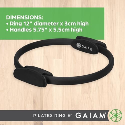 Gaiam Pilates Ring Fitness Circle - Lightweight & Durable Foam Padded Handles, Flexible Resistance Exercise Equipment for Toning Arms, Thighs/Legs & Core