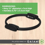 Gaiam Pilates Ring Fitness Circle - Lightweight & Durable Foam Padded Handles, Flexible Resistance Exercise Equipment for Toning Arms, Thighs/Legs & Core