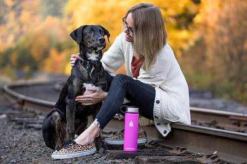HYDRO CELL Stainless Steel Insulated Water Bottle with Straw - For Cold & Hot Drinks - Metal Vacuum Flask with Screw Cap and Modern Leakproof Sport Thermos for Adults (Fuchsia 24oz)