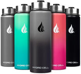 HYDRO CELL Stainless Steel Insulated Water Bottle with Straw - For Cold & Hot Drinks - Metal Vacuum Flask with Screw Cap and Modern Leakproof Sport Thermos for Adults (Graphite/Black 24oz)