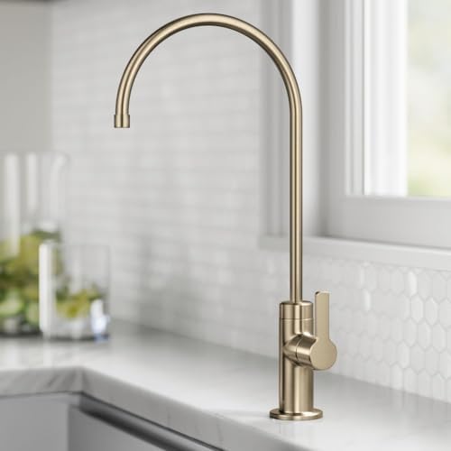 KRAUS Oletto Single Handle Drinking Water Filter Faucet for or Water Filtration System in Spot-Free Antique Champagne Bronze, FF-103SFACB