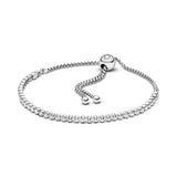 PANDORA Sparkling Slider Tennis Bracelet - Adjustable Slider Bracelet - Jewelry for Women with Gift Box - Sterling Silver & Cubic Zirconia - 9.8"