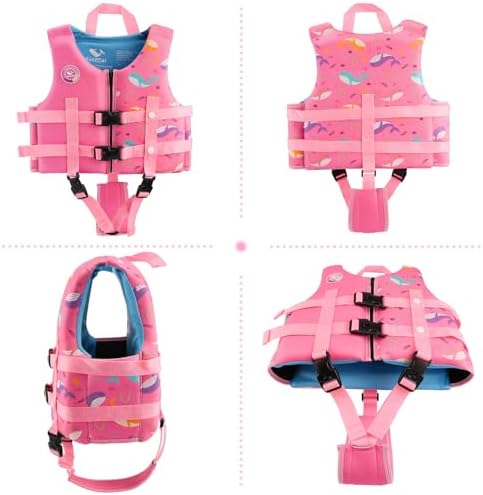 Pottwal Swim Vest for Kids - Swim Jacket for 1-2 Years (24-33LBS) - Buoyancy Aid Made of Neoprene & EPE - with Adjustable Crotch Strap