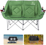HITORHIKE Double Camping Chair Heavy Duty Oversized Folding Loveseat Camping Chair - Single/Double, All-Season Design with Cup Holder for Camping, Picnic, Beach