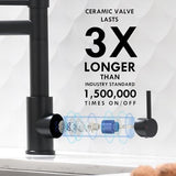 AIMADI Black Kitchen Faucet with 2 Function Sprayer,Commercial Stainless Steel Single Handle Single Hole Spring Matte Black Kitchen Faucet