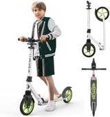Kick Scooter for Ages 6+,Kid, Teens & Adults. Max Load 240 LBS. Foldable, Lightweight, 8IN Big Wheels for Kids, Teen and Adults, 4 Adjustable Levels. Bearing ABEC9