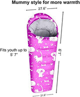 KidzAdventure Mummy Style 32 – 59F Kids Sleeping Bag with Pillow Sleeve, 4 Season, Lightweight and Backpacking Style, Ideal for Camping, Sleepover, Boys, Girls, Youth and Toddlers