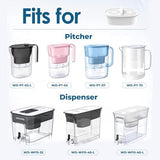 Replacement for All Waterdrop Pitcher and Dispenser Filtration Systems, Fits Waterdrop WD-PF-01A Plus, Reduces PFAS, PFOA/PFOS, Chlorine, Last Up to 200 Gallons (Pack of 4), AQUA CREST