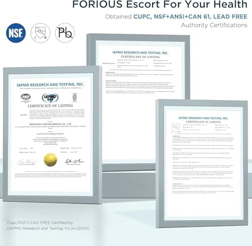 FORIOUS Square Gold Bathroom Faucet Widespread 8 Inch, 2 Handle Brushed Gold Bathroom Sink Faucet 3 Hole with Metal Drain, 24" CUPC Supply Lines and Spare Aerator, Vanity Sink Remodel