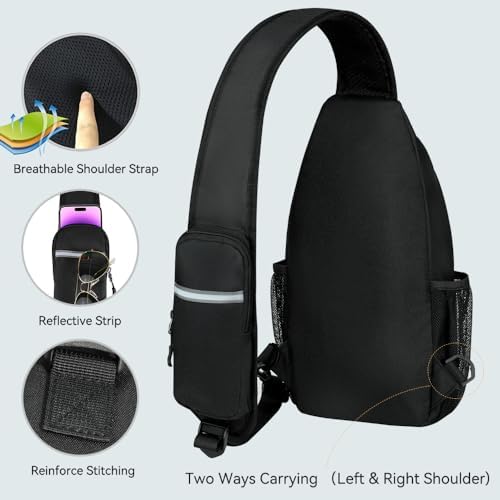 Voova Crossbody Sling Backpack Sling Bag for Men Women, Travel Hiking Chest Bag Daypack, Small over the Shoulder Backpack