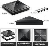 SIEDiNLAR 4x4 Pyramid Post Caps Waterproof Outdoor 4x4 Post Cover, Fits 3.5x3.5 4x4 Wood Vinyl Posts for Fence Deck Mailbox Patio (Black, 12 Pack)