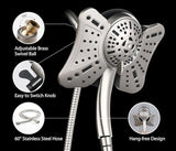GRICH 2.5GPM Shower Heads with Handheld Spray Combo: 2 in 1 Rain Shower Head with Handheld Spray,Detachable High Pressure Shower Heads, 9 Spray Modes Adjustable Showerhead with 60 Inch Hose, Nickel