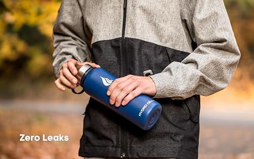 HYDRO CELL Stainless Steel Insulated Water Bottle with Straw - For Cold & Hot Drinks - Metal Vacuum Flask with Screw Cap and Modern Leakproof Sport Thermos for Adults (Navy 40oz)