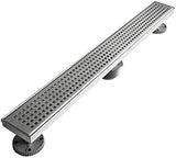 Neodrain 24-Inch Linear Shower Drain with Quadrato Pattern Grate,Brushed 304 Stainless Steel Rectangle Shower Floor Drain,Linear Drain with Leveling Feet,Hair Strainer