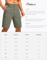 Pudolla Men's Hiking Shorts 11" Lightweight Cargo Work Shorts for Men Summer Travel Golf Casual Outdoor with 5 Pockets