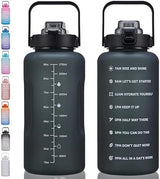 64oz,100oz,128oz Large Motivational Water Bottle with Time Marker, Leakproof & BPA Free Half Gallon Big Water Bottle with Straw Handle Tritan Frosted Water Jug for Gym,Fitness,Outdoor Sports