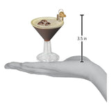Old World Christmas Espresso Martini Glass Blown Ornament for Christmas Tree, Handcrafted Holiday Decoration, Adult Beverages Collection